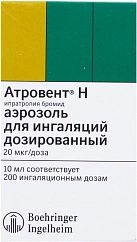Атровент Н аэр 20 мкг/доза 200 доз 10 мл N1 