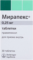 Мирапекс тб 0,25 мг N30 