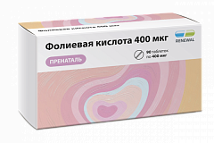  Фолиевая кислота 400мкг пренаталь (БАД) тб 100мг N90 