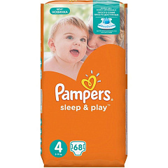  Подгузники "Pampers Baby sleep and play" 8-14кг Maxi N68 